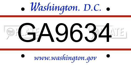 GA9634 District Of Columbia License Plate