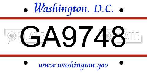 GA9748 District Of Columbia License Plate