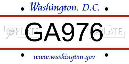 GA976 District Of Columbia License Plate