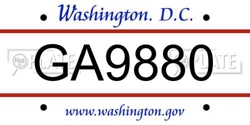 GA9880 District Of Columbia License Plate
