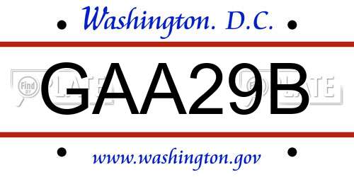 GAA29B District Of Columbia License Plate