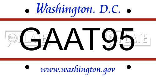GAAT95 District Of Columbia License Plate