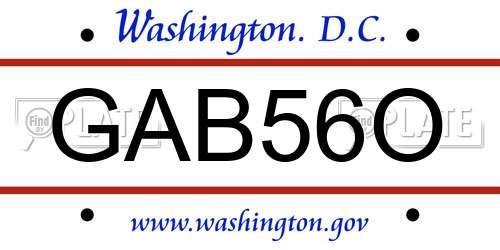 GAB56O District Of Columbia License Plate