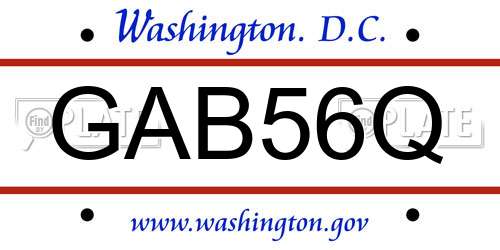 GAB56Q District Of Columbia License Plate