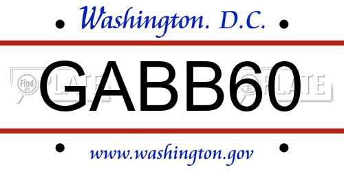 GABB60 District Of Columbia License Plate