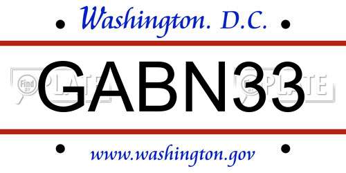 GABN33 District Of Columbia License Plate