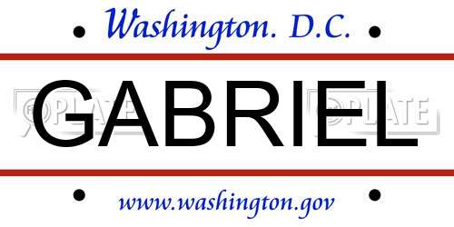 GABRIEL District Of Columbia License Plate