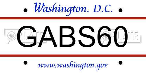 GABS60 District Of Columbia License Plate