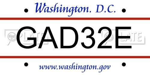 GAD32E District Of Columbia License Plate