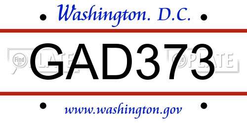 GAD373 District Of Columbia License Plate