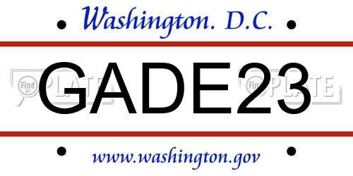 GADE23 District Of Columbia License Plate