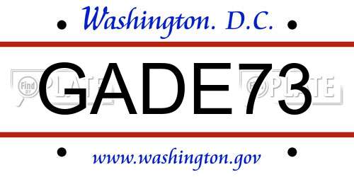 GADE73 District Of Columbia License Plate