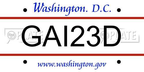 GAI23D District Of Columbia License Plate
