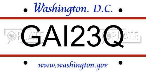 GAI23Q District Of Columbia License Plate