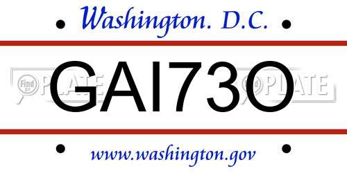 GAI73O District Of Columbia License Plate