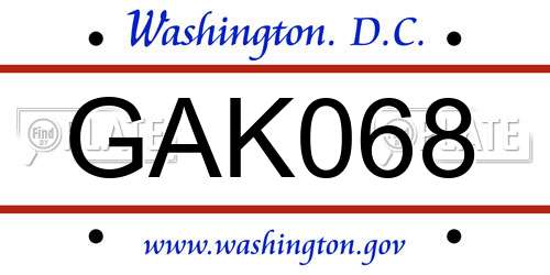 GAK068 District Of Columbia License Plate