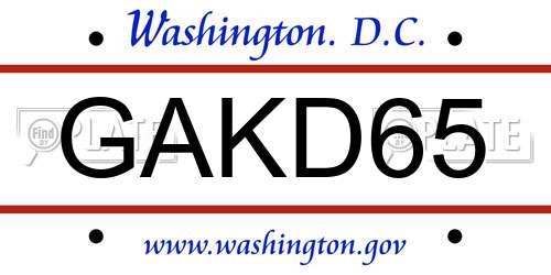 GAKD65 District Of Columbia License Plate