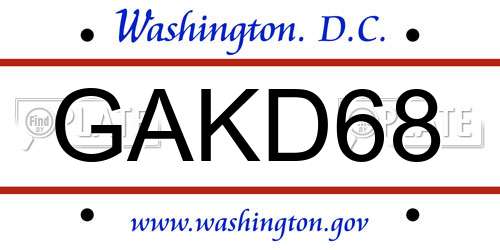 GAKD68 District Of Columbia License Plate