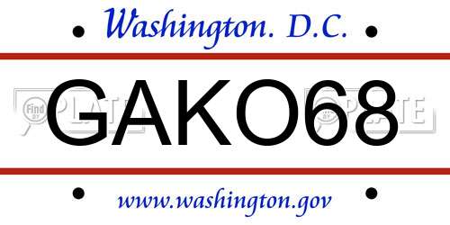 GAKO68 District Of Columbia License Plate