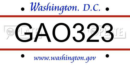 GAO323 District Of Columbia License Plate
