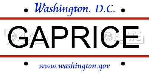 GAPRICE District Of Columbia License Plate