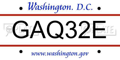 GAQ32E District Of Columbia License Plate