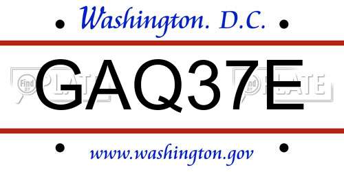 GAQ37E District Of Columbia License Plate