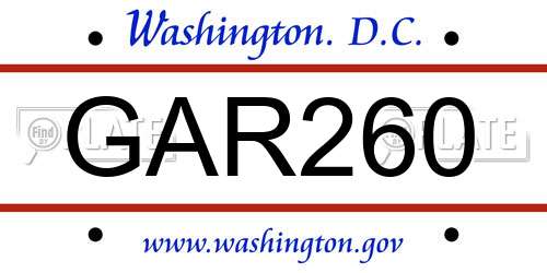 GAR260 District Of Columbia License Plate
