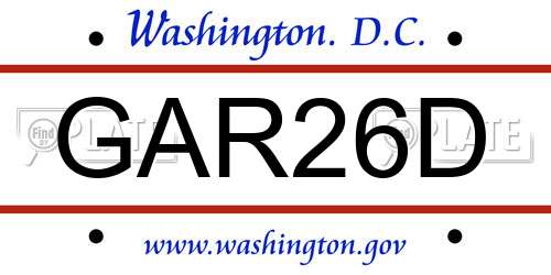 GAR26D District Of Columbia License Plate