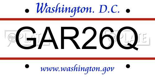 GAR26Q District Of Columbia License Plate
