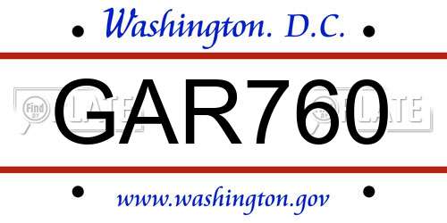 GAR760 District Of Columbia License Plate