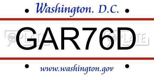 GAR76D District Of Columbia License Plate