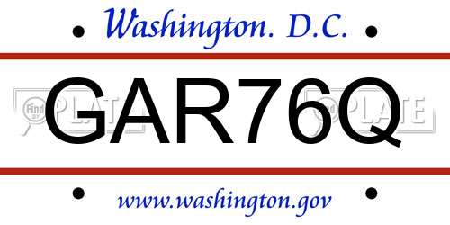 GAR76Q District Of Columbia License Plate