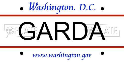 GARDA District Of Columbia License Plate