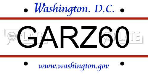 GARZ60 District Of Columbia License Plate