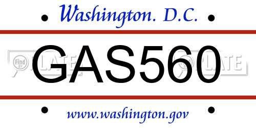 GAS560 District Of Columbia License Plate