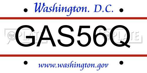 GAS56Q District Of Columbia License Plate