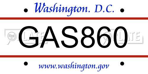 GAS860 District Of Columbia License Plate