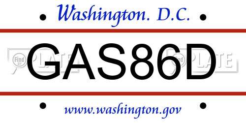 GAS86D District Of Columbia License Plate