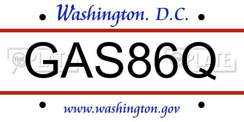 GAS86Q District Of Columbia License Plate