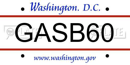 GASB60 District Of Columbia License Plate
