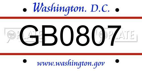 GB0807 District Of Columbia License Plate
