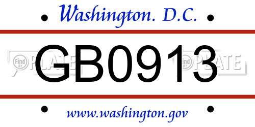 GB0913 District Of Columbia License Plate