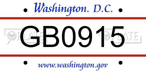 GB0915 District Of Columbia License Plate
