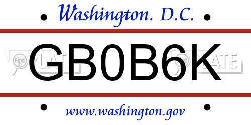 GB0B6K District Of Columbia License Plate