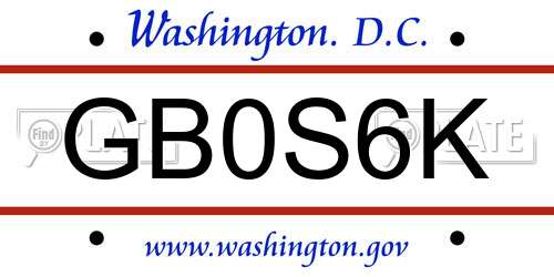GB0S6K District Of Columbia License Plate