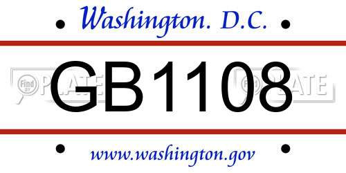 GB1108 District Of Columbia License Plate
