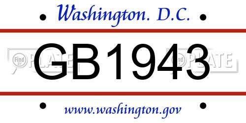 GB1943 District Of Columbia License Plate