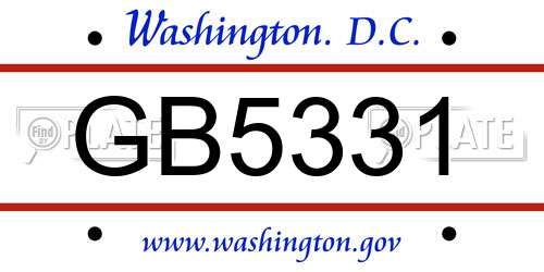 GB5331 District Of Columbia License Plate