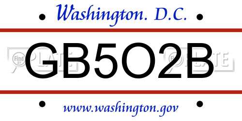GB5O2B District Of Columbia License Plate